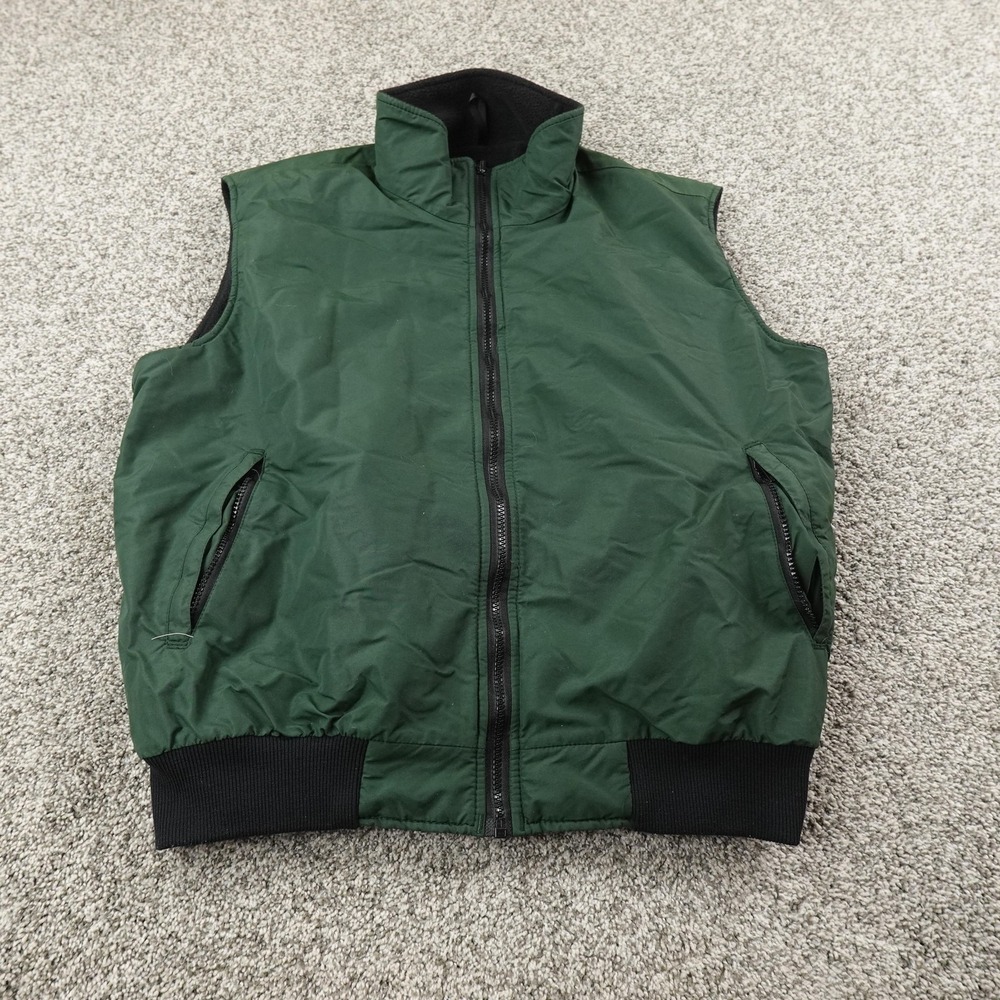 REI Vest Mens L Green Polartec Fleece Lined Windbreaker Coat Outdoor Hiking Trek - Picture 2 of 9